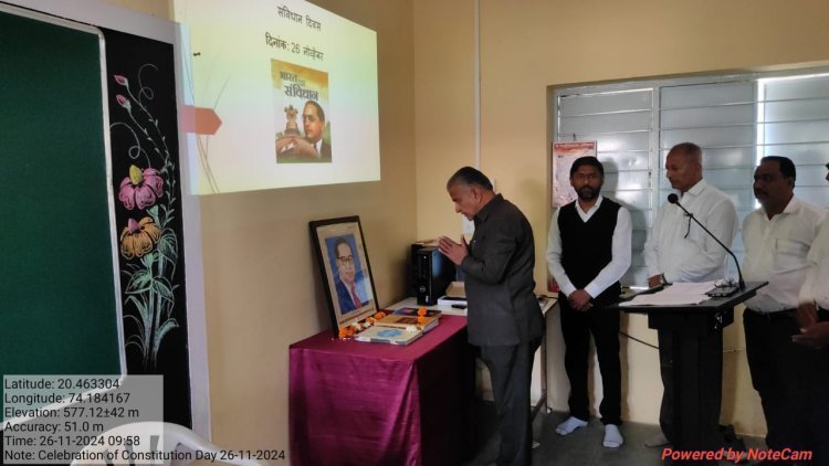 कर्मवीर रामरावजी आहेर महाविद्यालयात संविधान दिन साजरा
